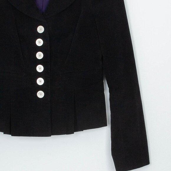 Anthropologie Floreat Edith Velvet Military Blazer Jacket Size 4 Black Goth Y2K - Picture 3 of 12